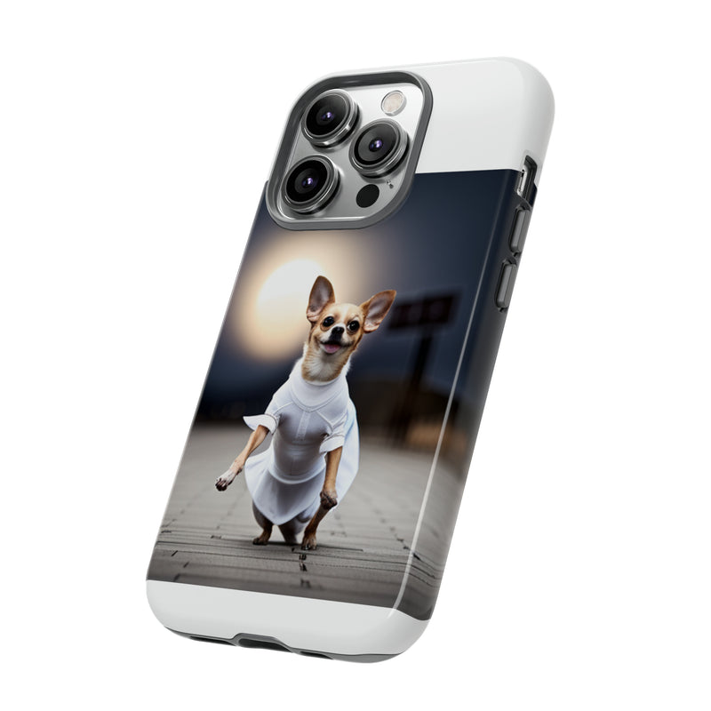 Cute White Dress Chihuahua Tough Cases. All iPhone 15, 14, 13, 12, 11, X, 8 , Google Pixel 7, 6, 5, Samsung Galaxy 23, 22, 21, 20, 10