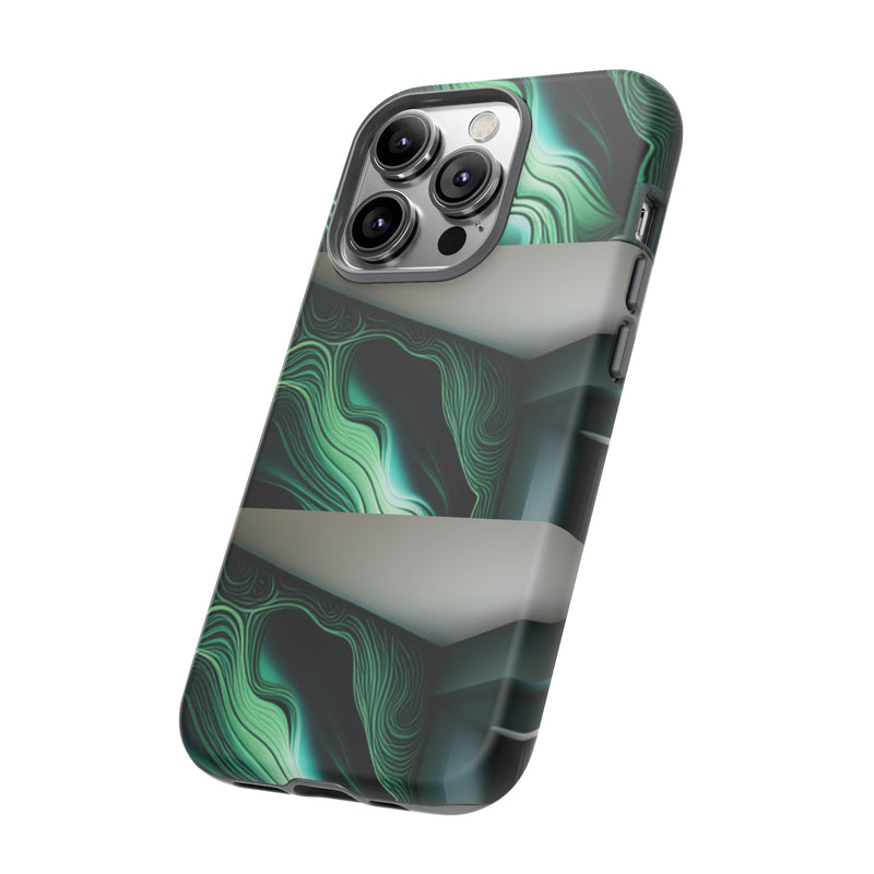 Green Geometric Patterns - Tough Cases  All iPhone 15, 14, 13, 12, 11, X, 8 , Google Pixel 7, 6, 5, Samsung Galaxy 23, 22, 21, 20, 10