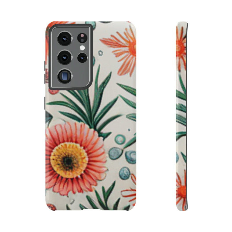 Orange Exotic Flowers Tough Cases All iPhone 15, 14, 13, 12, 11, X, 8 , Google Pixel 7, 6, 5, Samsung Galaxy 23, 22, 21, 20, 10