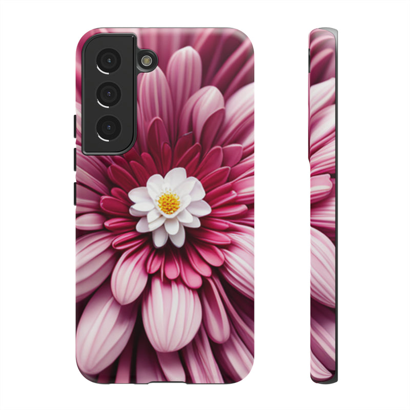 Pink Flower Tough Cases  All iPhone 15, 14, 13, 12, 11, X, 8 , Google Pixel 7, 6, 5, Samsung Galaxy 23, 22, 21, 20, 10