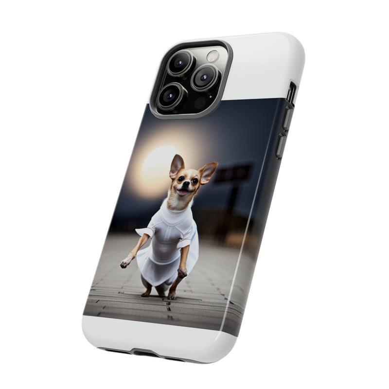 Cute White Dress Chihuahua Tough Cases. All iPhone 15, 14, 13, 12, 11, X, 8 , Google Pixel 7, 6, 5, Samsung Galaxy 23, 22, 21, 20, 10