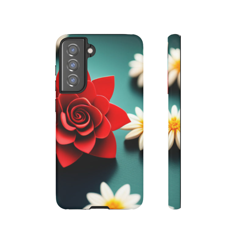 Red Flower On The Connor Tough Cases  All iPhone 15, 14, 13, 12, 11, X, 8 , Google Pixel 7, 6, 5, Samsung Galaxy 23, 22, 21, 20, 10