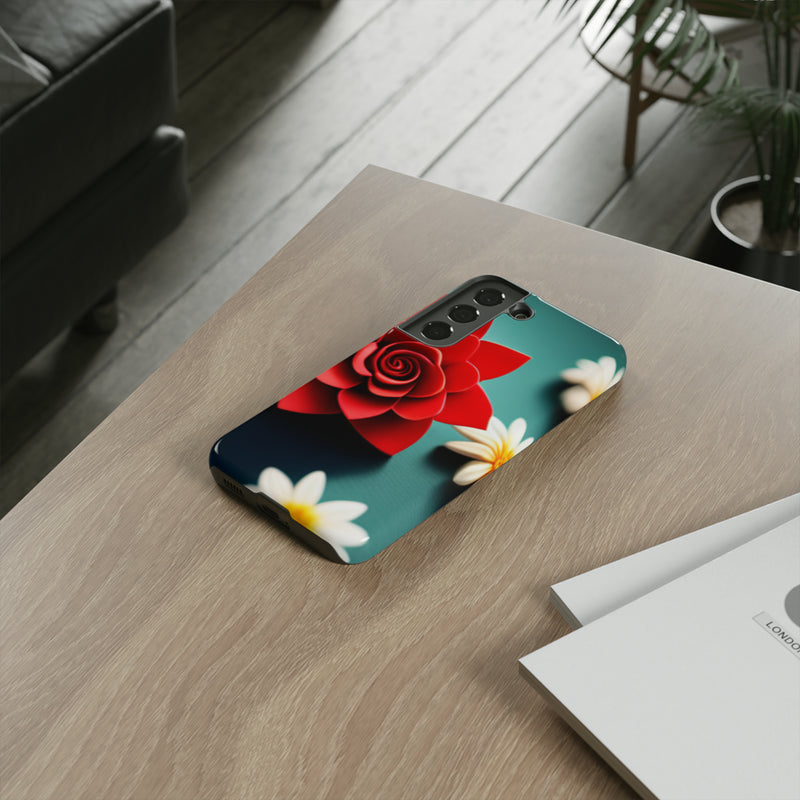 Red Flower On The Connor Tough Cases  All iPhone 15, 14, 13, 12, 11, X, 8 , Google Pixel 7, 6, 5, Samsung Galaxy 23, 22, 21, 20, 10