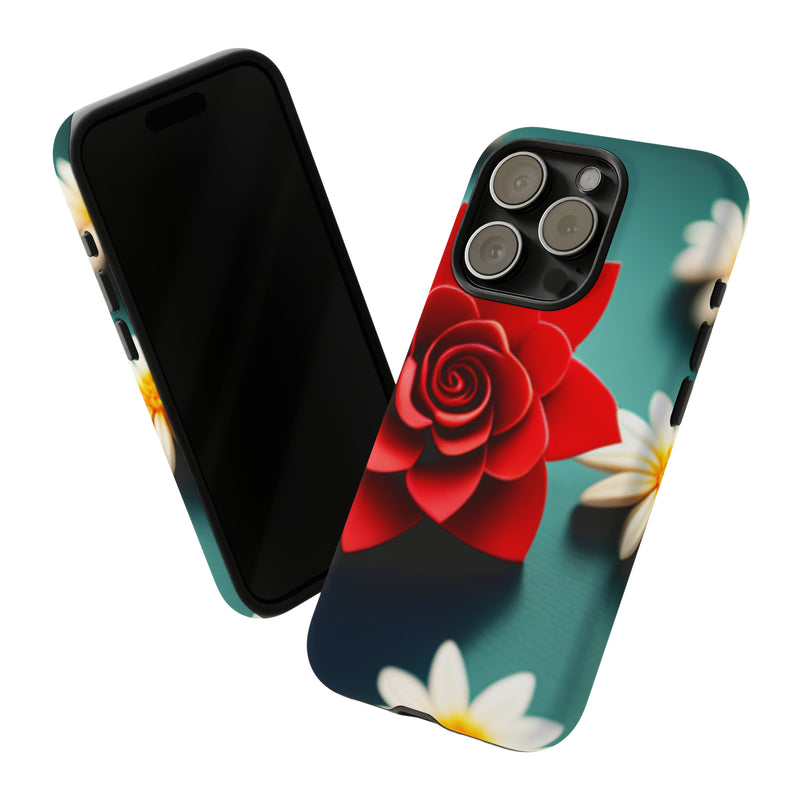 Red Flower On The Connor Tough Cases  All iPhone 15, 14, 13, 12, 11, X, 8 , Google Pixel 7, 6, 5, Samsung Galaxy 23, 22, 21, 20, 10