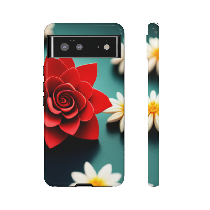 Red Flower On The Connor Tough Cases  All iPhone 15, 14, 13, 12, 11, X, 8 , Google Pixel 7, 6, 5, Samsung Galaxy 23, 22, 21, 20, 10