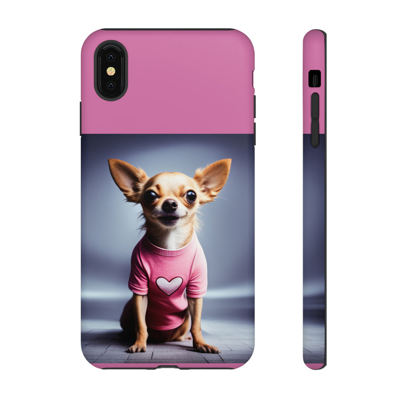 Pink Heart Chihuahua Tough Cases. All iPhone 15, 14, 13, 12, 11, X, 8 , Google Pixel 7, 6, 5, Samsung Galaxy 23, 22, 21, 20, 10