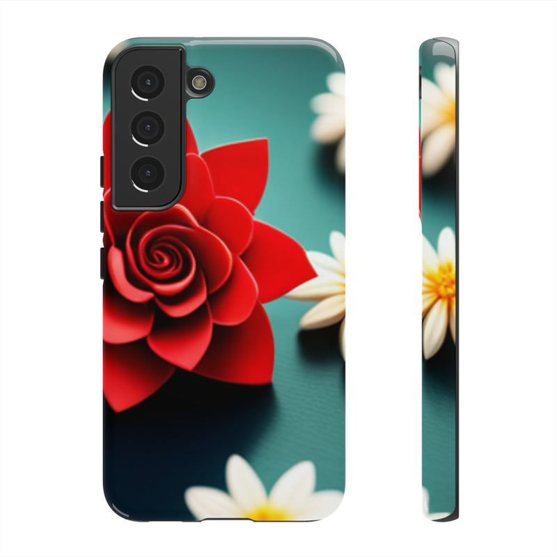 Red Flower On The Connor Tough Cases  All iPhone 15, 14, 13, 12, 11, X, 8 , Google Pixel 7, 6, 5, Samsung Galaxy 23, 22, 21, 20, 10