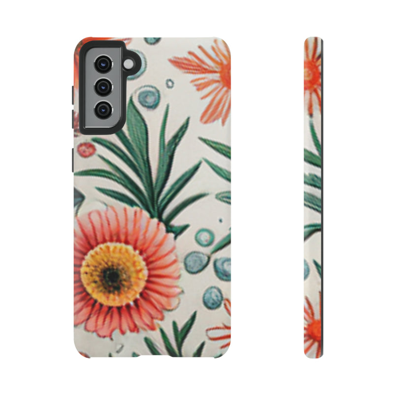 Orange Exotic Flowers Tough Cases All iPhone 15, 14, 13, 12, 11, X, 8 , Google Pixel 7, 6, 5, Samsung Galaxy 23, 22, 21, 20, 10