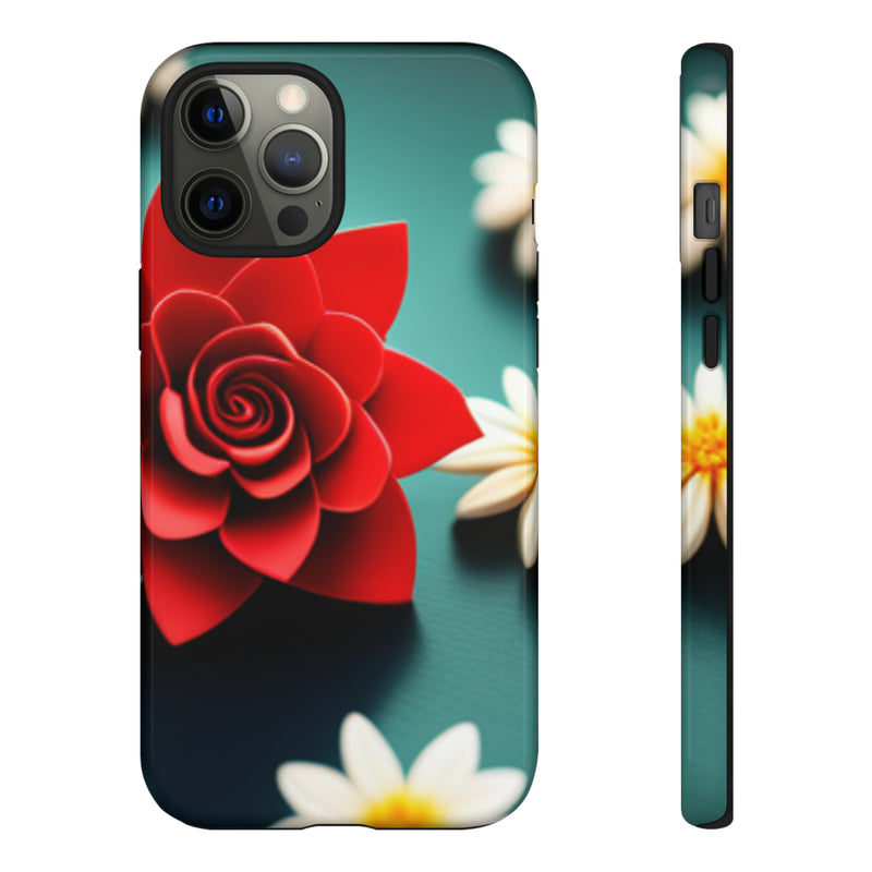 Red Flower On The Connor Tough Cases  All iPhone 15, 14, 13, 12, 11, X, 8 , Google Pixel 7, 6, 5, Samsung Galaxy 23, 22, 21, 20, 10