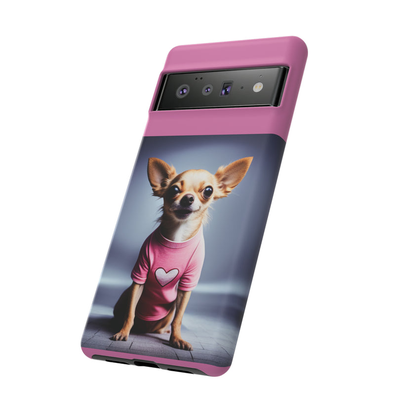 Pink Heart Chihuahua Tough Cases. All iPhone 15, 14, 13, 12, 11, X, 8 , Google Pixel 7, 6, 5, Samsung Galaxy 23, 22, 21, 20, 10