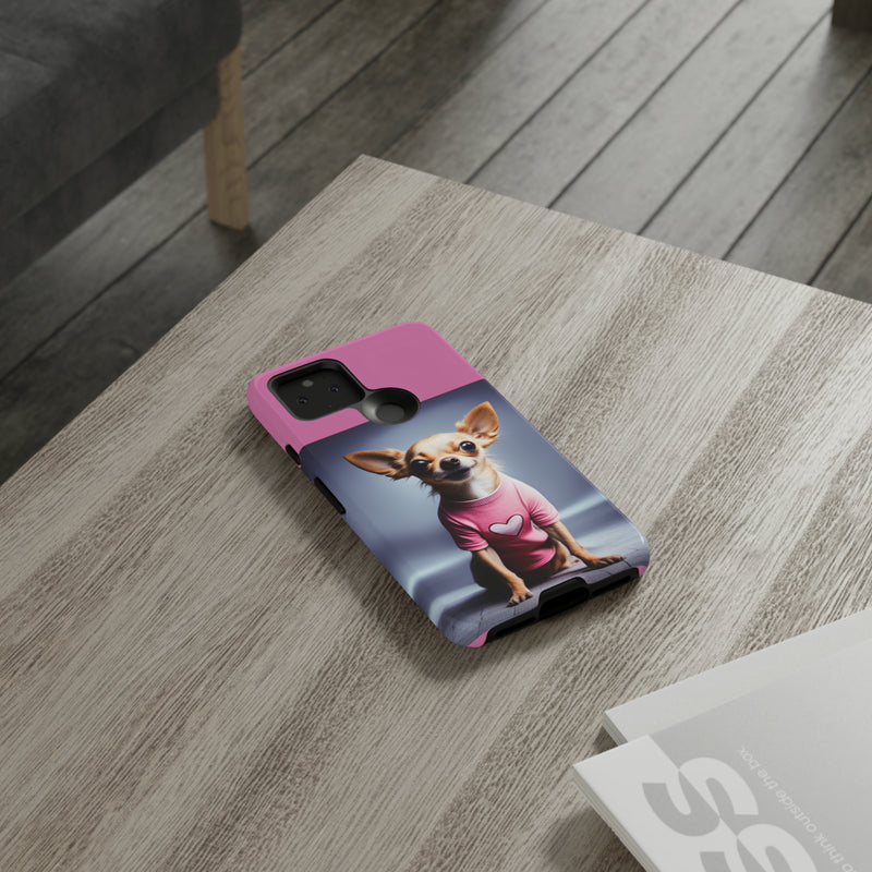 Pink Heart Chihuahua Tough Cases. All iPhone 15, 14, 13, 12, 11, X, 8 , Google Pixel 7, 6, 5, Samsung Galaxy 23, 22, 21, 20, 10