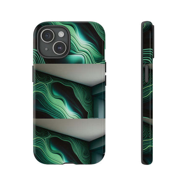 Green Geometric Patterns - Tough Cases  All iPhone 15, 14, 13, 12, 11, X, 8 , Google Pixel 7, 6, 5, Samsung Galaxy 23, 22, 21, 20, 10