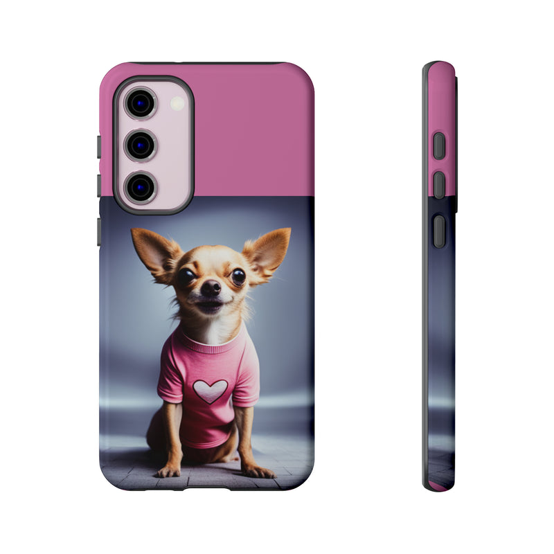 Pink Heart Chihuahua Tough Cases. All iPhone 15, 14, 13, 12, 11, X, 8 , Google Pixel 7, 6, 5, Samsung Galaxy 23, 22, 21, 20, 10