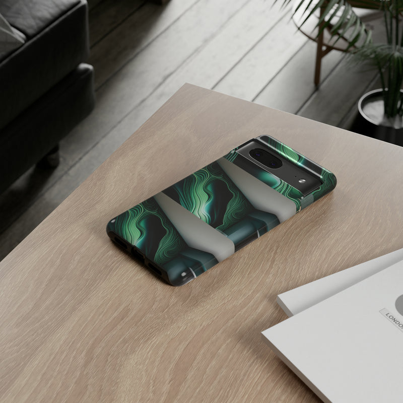 Green Geometric Patterns - Tough Cases  All iPhone 15, 14, 13, 12, 11, X, 8 , Google Pixel 7, 6, 5, Samsung Galaxy 23, 22, 21, 20, 10