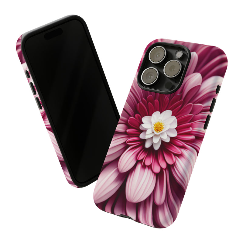 Pink Flower Tough Cases  All iPhone 15, 14, 13, 12, 11, X, 8 , Google Pixel 7, 6, 5, Samsung Galaxy 23, 22, 21, 20, 10