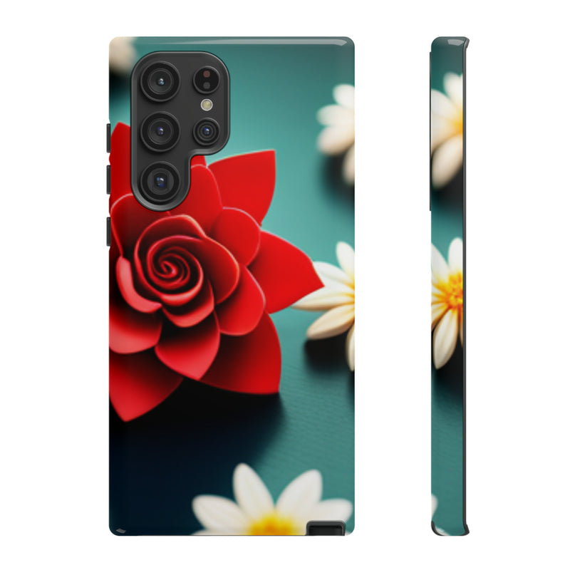 Red Flower On The Connor Tough Cases  All iPhone 15, 14, 13, 12, 11, X, 8 , Google Pixel 7, 6, 5, Samsung Galaxy 23, 22, 21, 20, 10