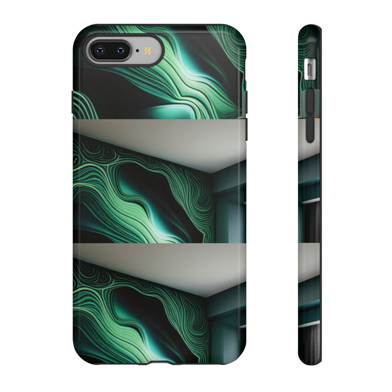 Green Geometric Patterns - Tough Cases  All iPhone 15, 14, 13, 12, 11, X, 8 , Google Pixel 7, 6, 5, Samsung Galaxy 23, 22, 21, 20, 10