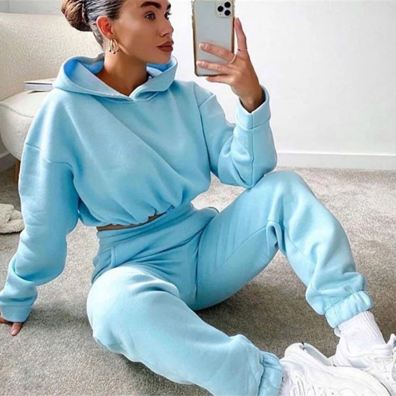 Fitness Sportswear Jogging Suits For Women 2 Piece Sweatsuits Tracksuits Sexy Long Sleeve Hoodie Casual