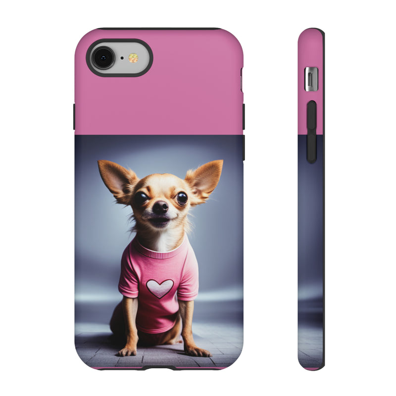 Pink Heart Chihuahua Tough Cases. All iPhone 15, 14, 13, 12, 11, X, 8 , Google Pixel 7, 6, 5, Samsung Galaxy 23, 22, 21, 20, 10