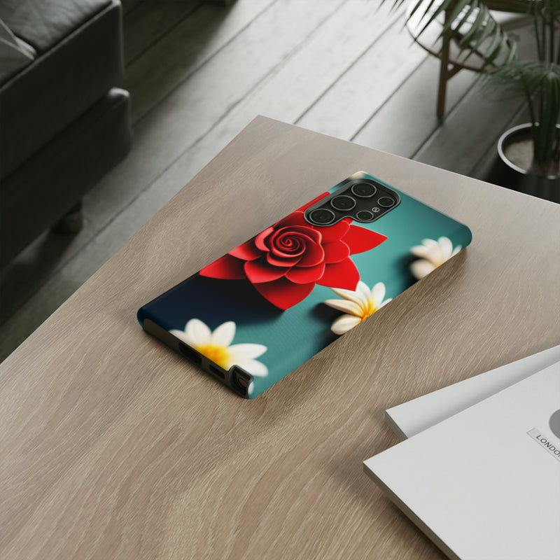 Red Flower On The Connor Tough Cases  All iPhone 15, 14, 13, 12, 11, X, 8 , Google Pixel 7, 6, 5, Samsung Galaxy 23, 22, 21, 20, 10