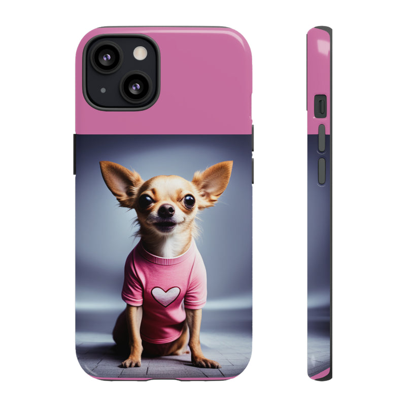 Pink Heart Chihuahua Tough Cases. All iPhone 15, 14, 13, 12, 11, X, 8 , Google Pixel 7, 6, 5, Samsung Galaxy 23, 22, 21, 20, 10