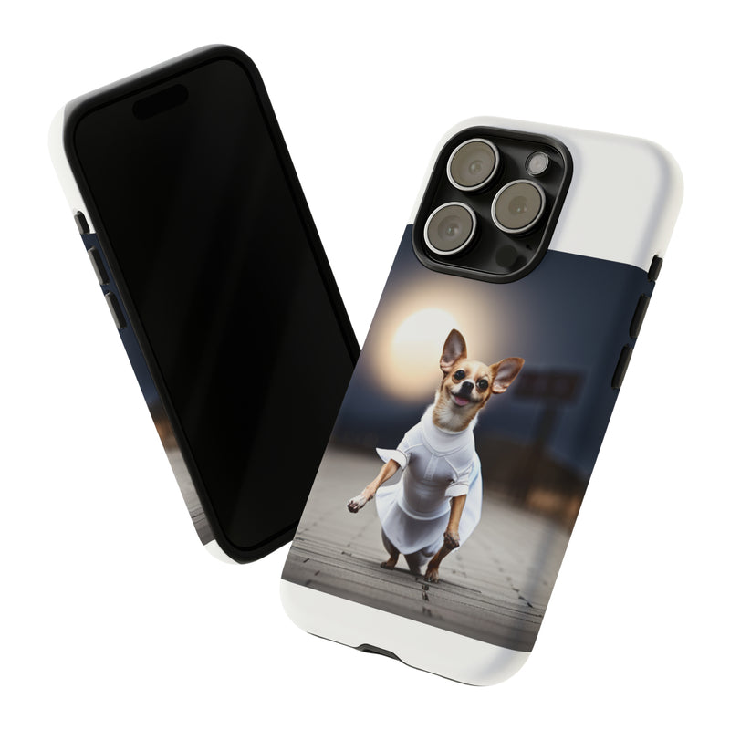 Cute White Dress Chihuahua Tough Cases. All iPhone 15, 14, 13, 12, 11, X, 8 , Google Pixel 7, 6, 5, Samsung Galaxy 23, 22, 21, 20, 10