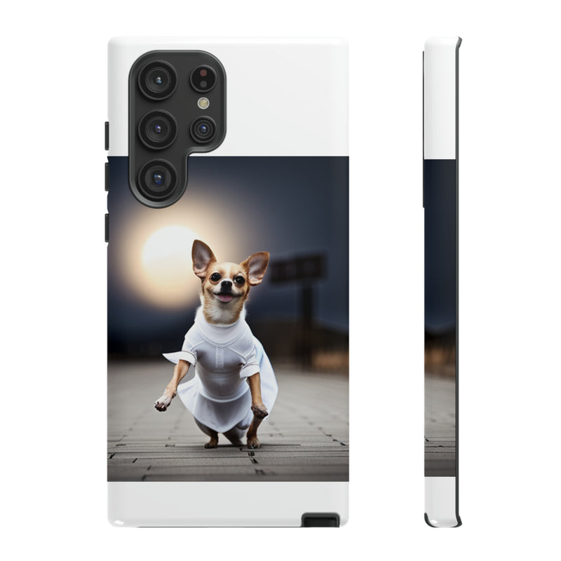 Cute White Dress Chihuahua Tough Cases. All iPhone 15, 14, 13, 12, 11, X, 8 , Google Pixel 7, 6, 5, Samsung Galaxy 23, 22, 21, 20, 10