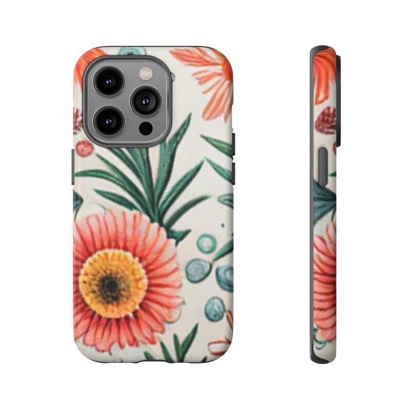 Orange Exotic Flowers Tough Cases All iPhone 15, 14, 13, 12, 11, X, 8 , Google Pixel 7, 6, 5, Samsung Galaxy 23, 22, 21, 20, 10