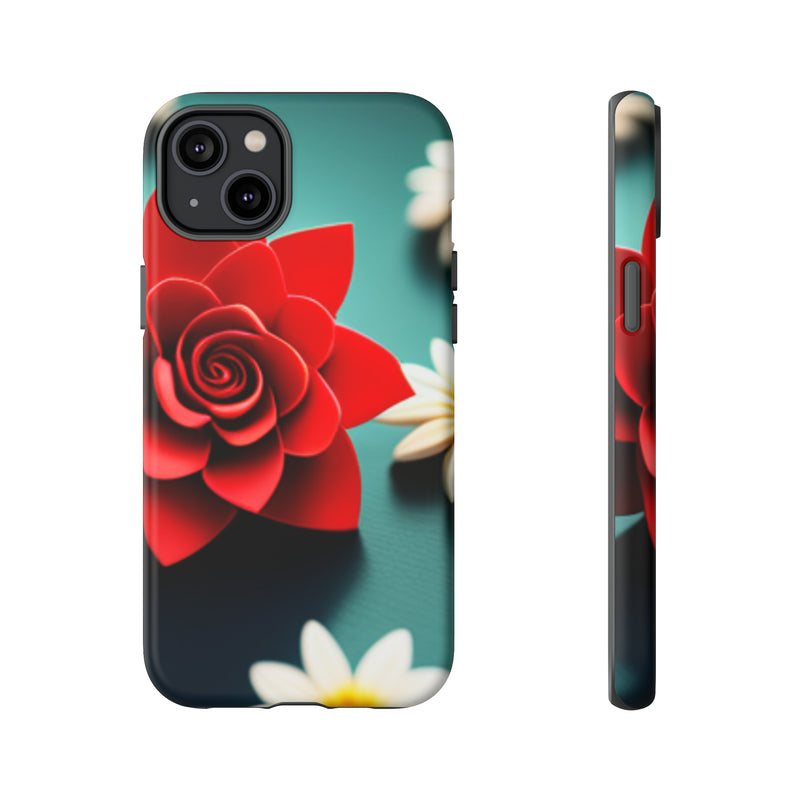 Red Flower On The Connor Tough Cases  All iPhone 15, 14, 13, 12, 11, X, 8 , Google Pixel 7, 6, 5, Samsung Galaxy 23, 22, 21, 20, 10