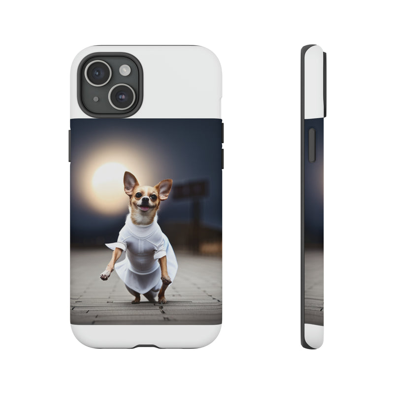 Cute White Dress Chihuahua Tough Cases. All iPhone 15, 14, 13, 12, 11, X, 8 , Google Pixel 7, 6, 5, Samsung Galaxy 23, 22, 21, 20, 10