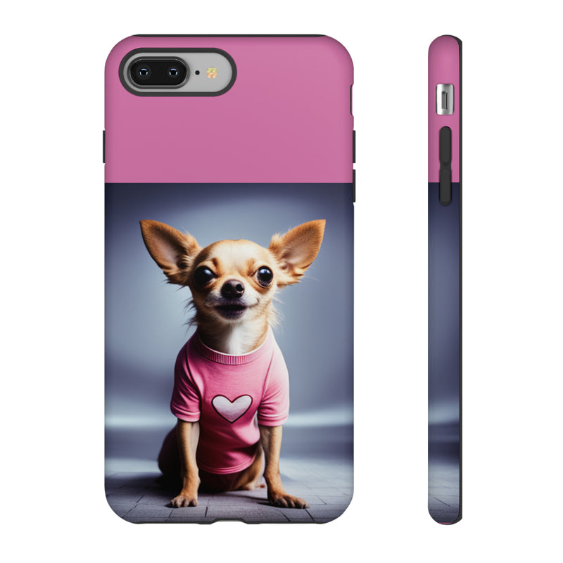 Pink Heart Chihuahua Tough Cases. All iPhone 15, 14, 13, 12, 11, X, 8 , Google Pixel 7, 6, 5, Samsung Galaxy 23, 22, 21, 20, 10