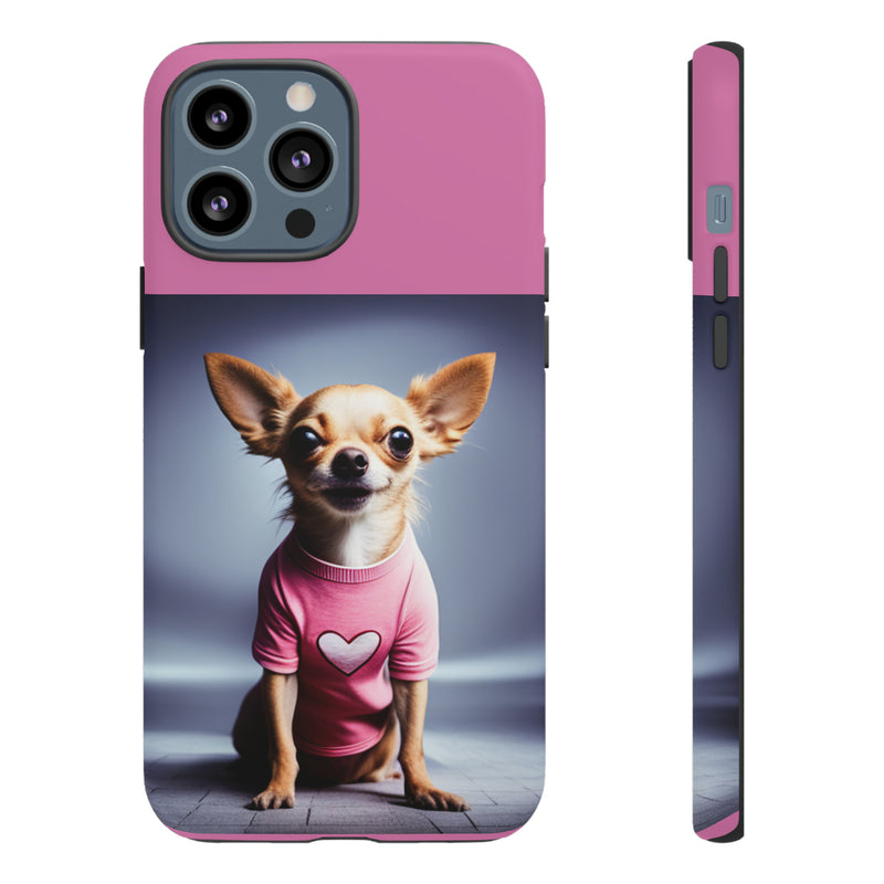 Pink Heart Chihuahua Tough Cases. All iPhone 15, 14, 13, 12, 11, X, 8 , Google Pixel 7, 6, 5, Samsung Galaxy 23, 22, 21, 20, 10