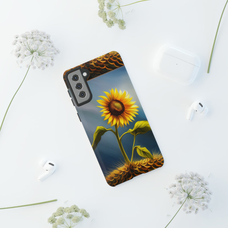 Sunflower In A Shelf Tough Cases  All iPhone 15, 14, 13, 12, 11, X, 8 , Google Pixel 7, 6, 5, Samsung Galaxy 23, 22, 21, 20, 10