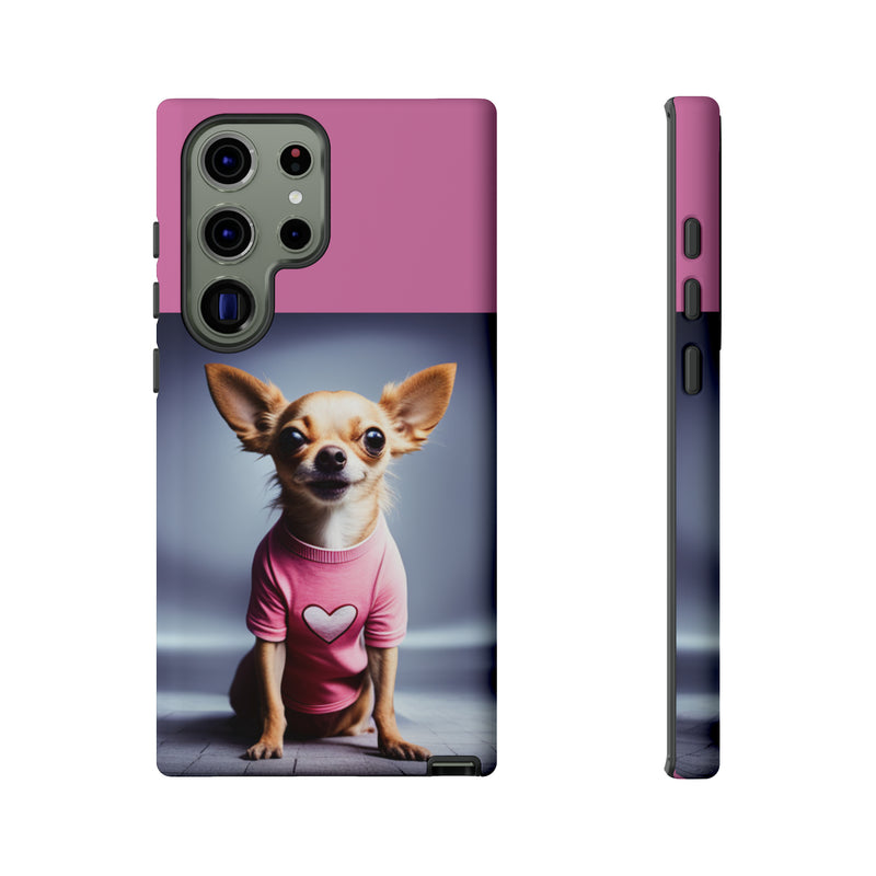 Pink Heart Chihuahua Tough Cases. All iPhone 15, 14, 13, 12, 11, X, 8 , Google Pixel 7, 6, 5, Samsung Galaxy 23, 22, 21, 20, 10