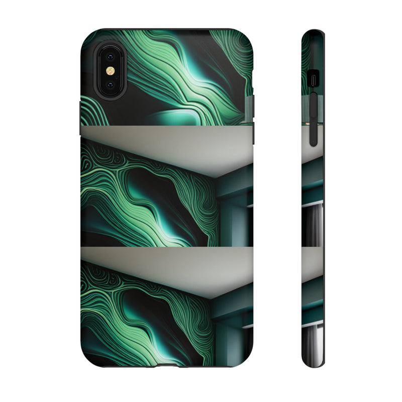 Green Geometric Patterns - Tough Cases  All iPhone 15, 14, 13, 12, 11, X, 8 , Google Pixel 7, 6, 5, Samsung Galaxy 23, 22, 21, 20, 10