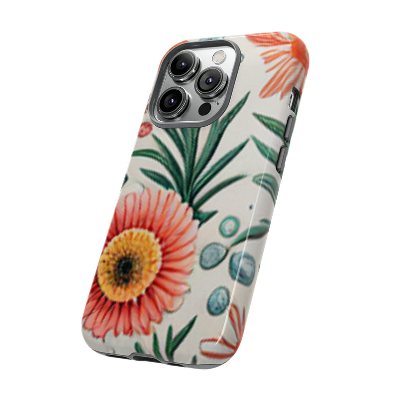 Orange Exotic Flowers Tough Cases All iPhone 15, 14, 13, 12, 11, X, 8 , Google Pixel 7, 6, 5, Samsung Galaxy 23, 22, 21, 20, 10