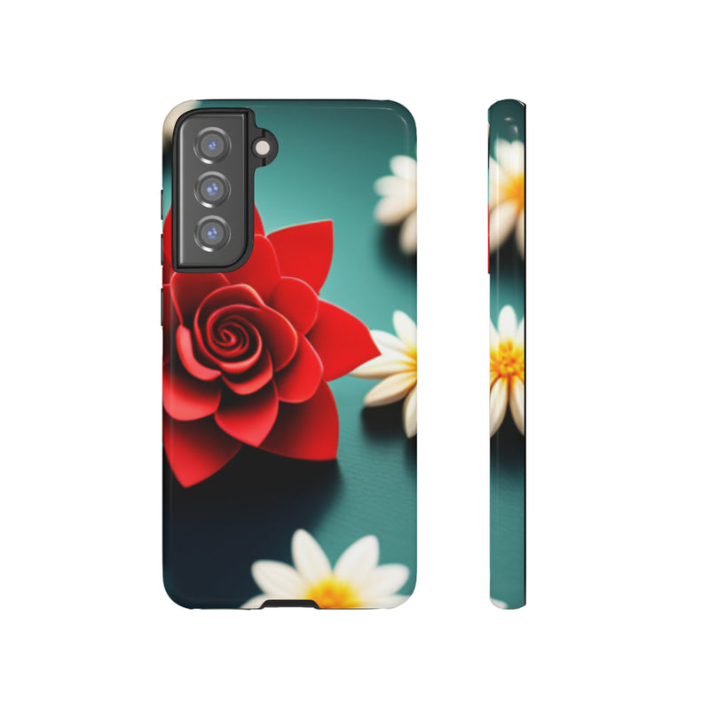 Red Flower On The Connor Tough Cases  All iPhone 15, 14, 13, 12, 11, X, 8 , Google Pixel 7, 6, 5, Samsung Galaxy 23, 22, 21, 20, 10