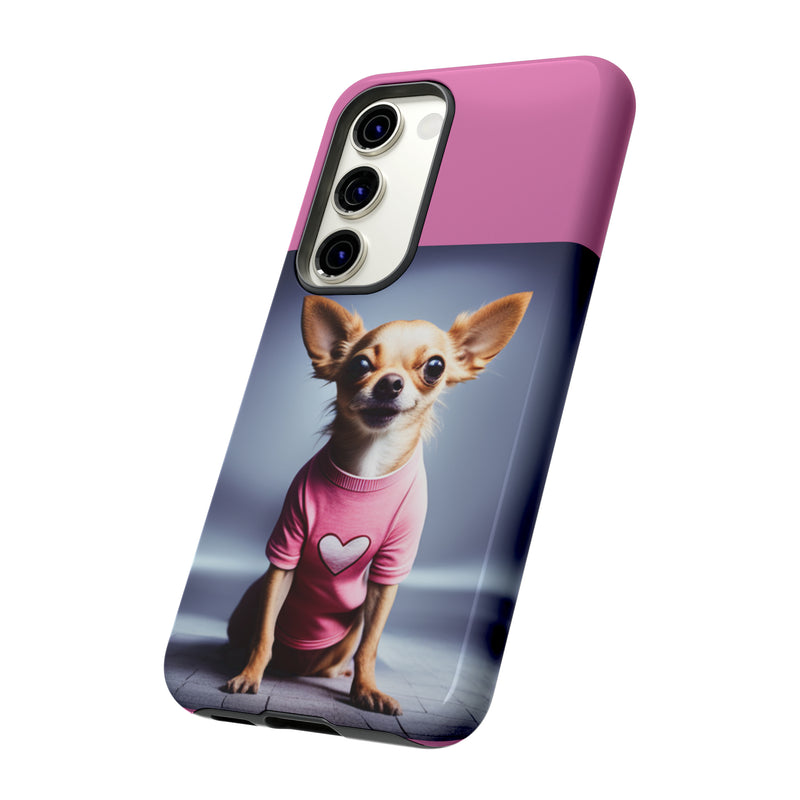 Pink Heart Chihuahua Tough Cases. All iPhone 15, 14, 13, 12, 11, X, 8 , Google Pixel 7, 6, 5, Samsung Galaxy 23, 22, 21, 20, 10