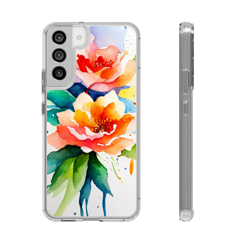 Twin Flower Clear Cases For iPhone 14, 13, 12, 11, Samsung Galaxy S22 and S21