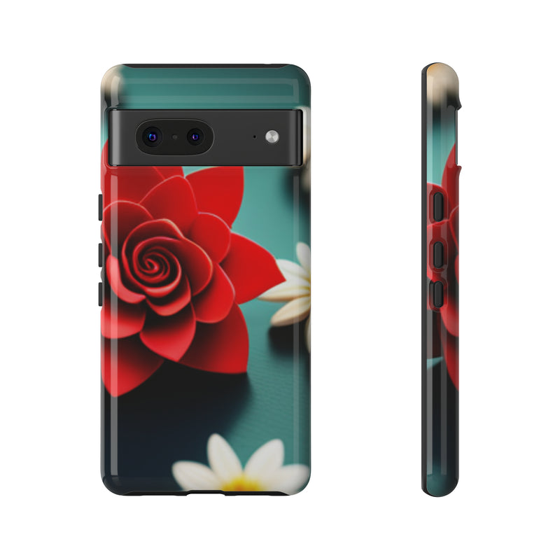 Red Flower On The Connor Tough Cases  All iPhone 15, 14, 13, 12, 11, X, 8 , Google Pixel 7, 6, 5, Samsung Galaxy 23, 22, 21, 20, 10