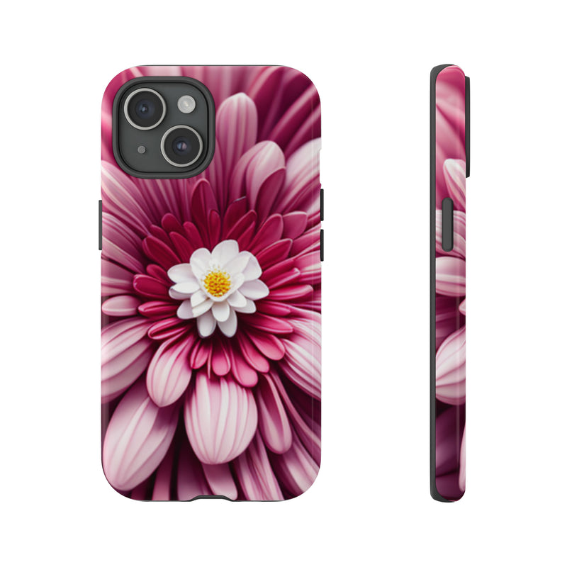 Pink Flower Tough Cases  All iPhone 15, 14, 13, 12, 11, X, 8 , Google Pixel 7, 6, 5, Samsung Galaxy 23, 22, 21, 20, 10