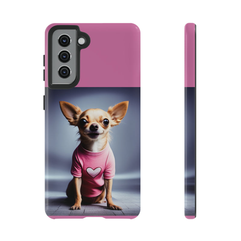 Pink Heart Chihuahua Tough Cases. All iPhone 15, 14, 13, 12, 11, X, 8 , Google Pixel 7, 6, 5, Samsung Galaxy 23, 22, 21, 20, 10