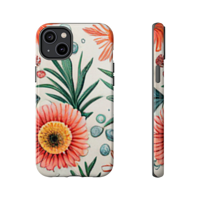 Orange Exotic Flowers Tough Cases All iPhone 15, 14, 13, 12, 11, X, 8 , Google Pixel 7, 6, 5, Samsung Galaxy 23, 22, 21, 20, 10