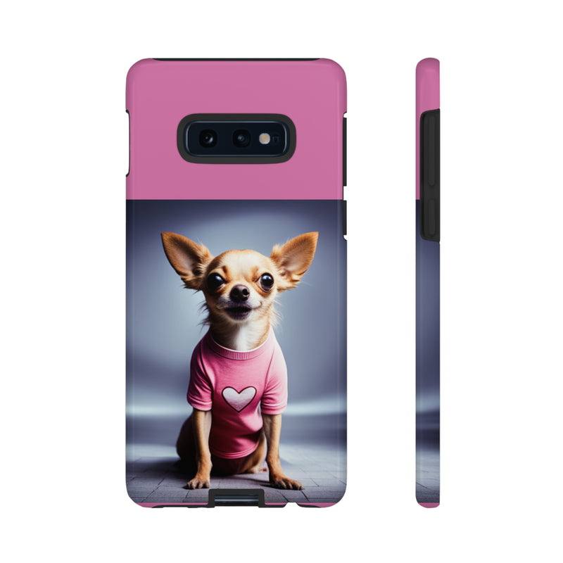 Pink Heart Chihuahua Tough Cases. All iPhone 15, 14, 13, 12, 11, X, 8 , Google Pixel 7, 6, 5, Samsung Galaxy 23, 22, 21, 20, 10