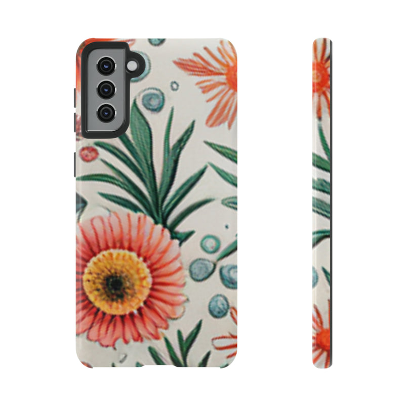 Orange Exotic Flowers Tough Cases All iPhone 15, 14, 13, 12, 11, X, 8 , Google Pixel 7, 6, 5, Samsung Galaxy 23, 22, 21, 20, 10