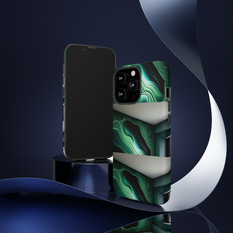 Green Geometric Patterns - Tough Cases  All iPhone 15, 14, 13, 12, 11, X, 8 , Google Pixel 7, 6, 5, Samsung Galaxy 23, 22, 21, 20, 10