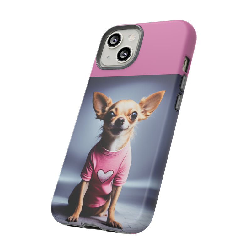 Pink Heart Chihuahua Tough Cases. All iPhone 15, 14, 13, 12, 11, X, 8 , Google Pixel 7, 6, 5, Samsung Galaxy 23, 22, 21, 20, 10