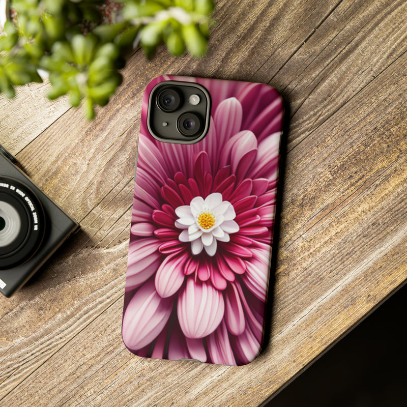 Pink Flower Tough Cases  All iPhone 15, 14, 13, 12, 11, X, 8 , Google Pixel 7, 6, 5, Samsung Galaxy 23, 22, 21, 20, 10