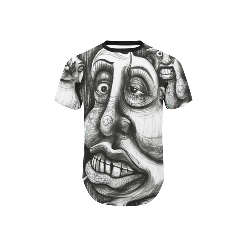 Men's All Over Print Curved Hem T-Shirt (T76)