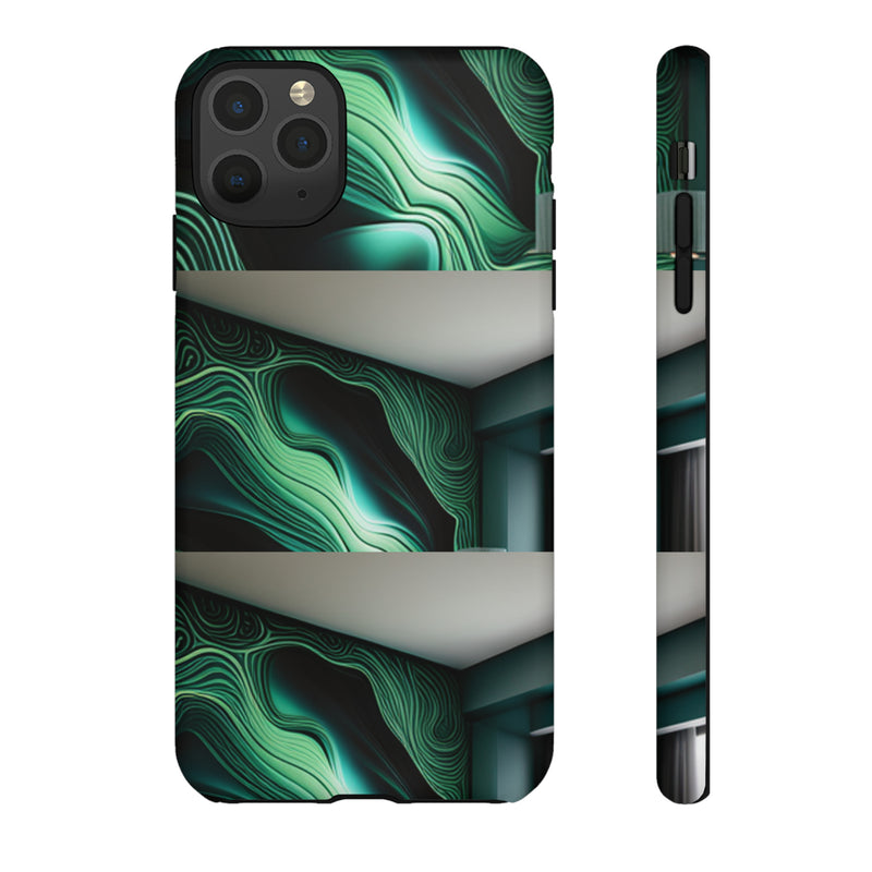 Green Geometric Patterns - Tough Cases  All iPhone 15, 14, 13, 12, 11, X, 8 , Google Pixel 7, 6, 5, Samsung Galaxy 23, 22, 21, 20, 10